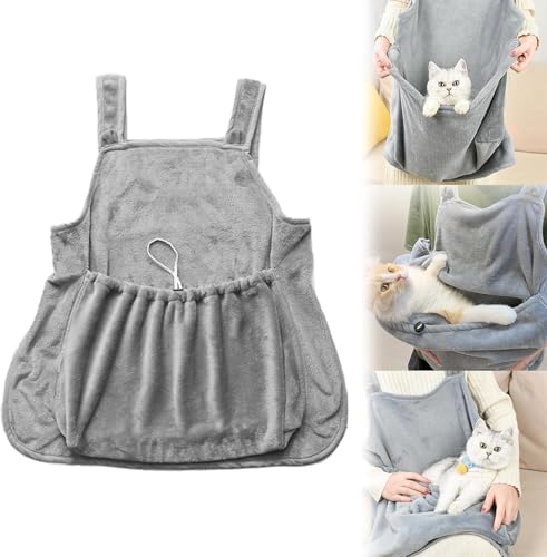 GIIPET 猫エプロン ペット猫寝袋 毛粘着防止 猫用ペット抱っこエプロン 猫 抱っこ紐 カンガルーポケット 調整ストッパー 猫 ハーネス 猫を胸に抱くエプロン 防粘毛カバー猫 服 ウェアラブル猫キャリア 猫爪切りエプロン 飛び出し防止 傷防止 犬 抱っ