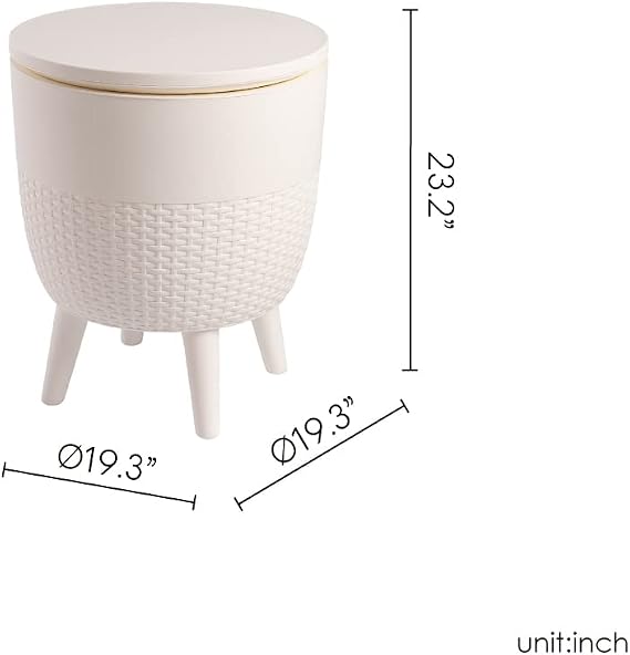 Lagoon Cancun Outdoor Cooler Bar/Cocktail/Coffee 3-in-1 Patio Table (White)