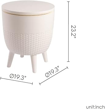 Lagoon Cancun Outdoor Cooler Bar/Cocktail/Coffee 3-in-1 Patio Table (White)