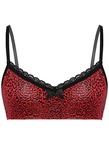 Doomiva Mens Adult Sissy Cross Dresser Lingerie Lace Sheer Training Brassive Bralette Y-Back Bra Top Red A XX-Large - Image 4