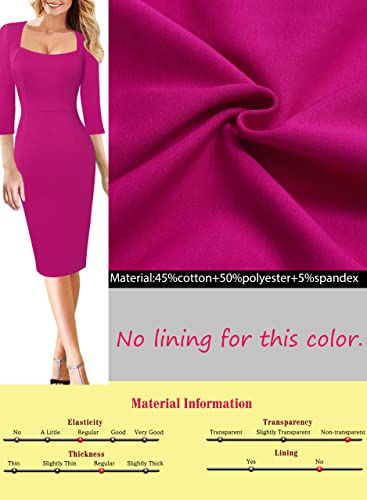 Image of VFSHOW Womens Vintage Square Neck Work Office Business Dress Elegant Casual Cocktail Party Church Bodycon Pencil Sheath Dress