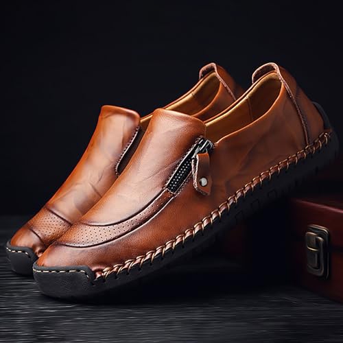 Mocasines de piel sintética con cremallera lateral y suela ligera para conducción de hombre 3