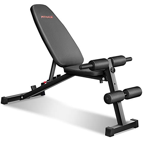 PITHAGE Weight Bench for Home Gym Adjustable Strength Training Bench for Full Body Multi-function Workout Bench with 6 Position Body-building apparatus