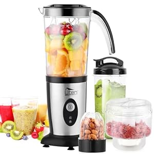 Smoothiemaker Uten Mixer Roestvrijstalen mixer/keukenrobot 5-in-1 multifunctionele blender, fruitpers, vleesmolen, ijsbreker, koffiemolen met 600 ml reissportflessen voor kamperen aan huis