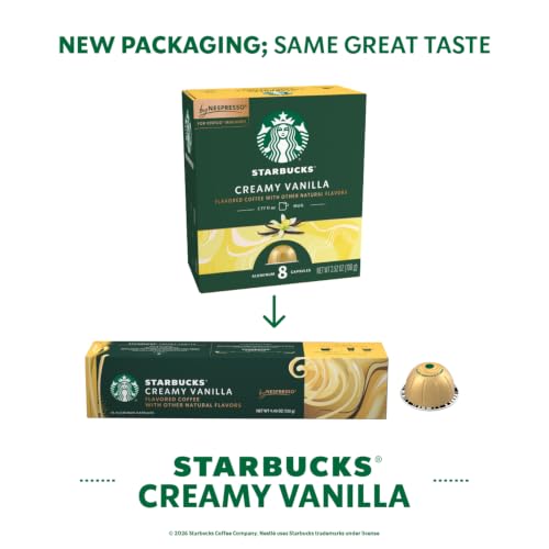 Image of Starbucks by Nespresso Vertuo, Vanilla Flavored Coffee, 30-count | Light Roast Coffee Pods, Brews 7.8 oz.