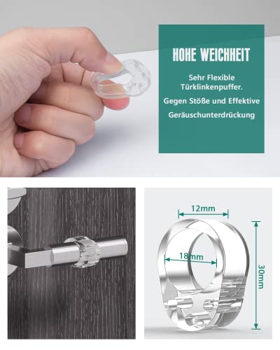 BAIPOK 6er Set Transparente Türstopper Klinke, Hochelastische Türgriff Schutz, Schutz für Wände und Möbel, 18mm