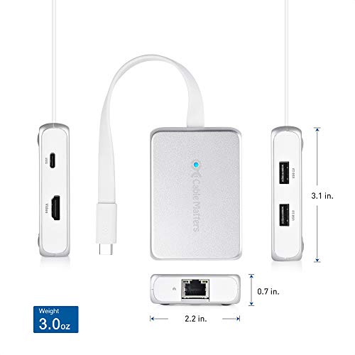 Cable Matters 201148-SIL Hub USB C con HDMI 4K y paso de carga de energía integrada 7