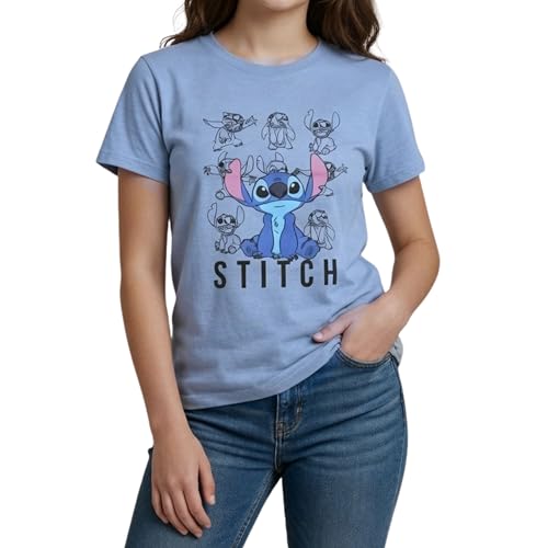 Image of Disney Lilo & Stitch Juniors Graphic T-Shirt - Stitch Tee for Women, Short Sleeve, Sizes XXS-3XL