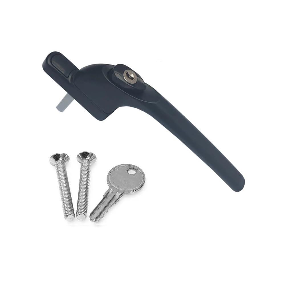 uPVC Window Handle Universal Inline Locking Espag Double Glazing Window Handle 40mm (Black, 40mm Spindle)