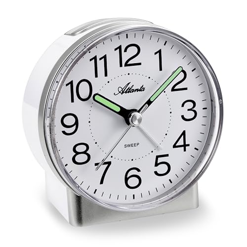 Atlanta Quarzwecker ohne Ticken Schleichende Sekunde Analog Licht - 2118/19 Silber