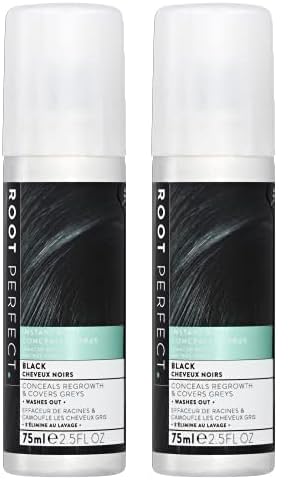 ROOT PERFECT Instant Root Concealer Spray, Black, 75ml (Pack of 2)