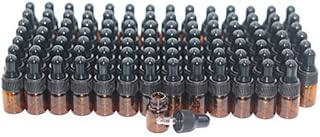 Pack of 100,2ml Amber Glass Dropper Bottle Mini Glass Vial Pipette Empty Glass Eye Dropper Aromatherapy Liquid Perfume Essential Oil Bottles with Glass Tube&Black Screw Caps-Pipette&Funnel included