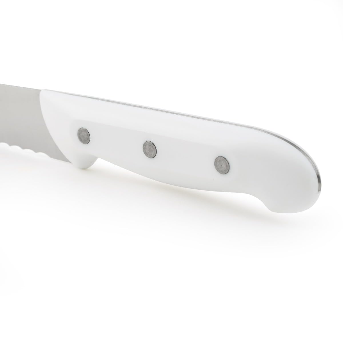 Arcos Artika Cuchillo Panero Acero Inoxidable NITRUM Serrado 210 mm - Mango Polipropileno Blanco - Alta Durabilidad y Corte Preciso - Serie Artika