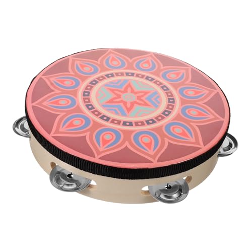 BESPORTBLE Wooden Tambourine Hand Held Drum for Boys and Girls Adults Musical Instrument for Dancing Church Jingles