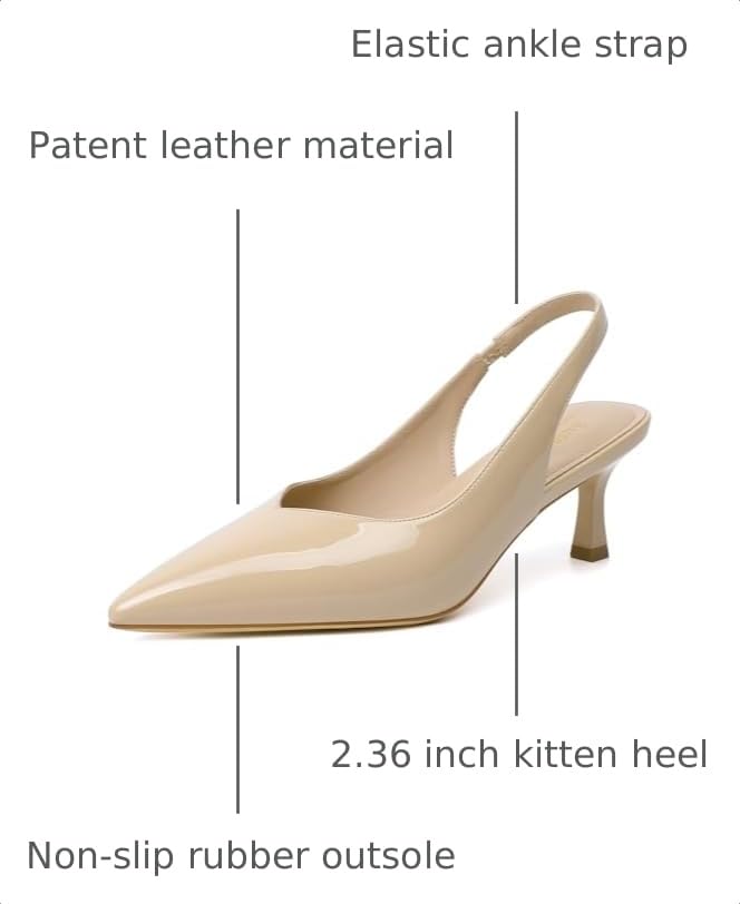 Image of Susanny Kitten Heels for Women Closed Pointed Toe Slingback Shoes