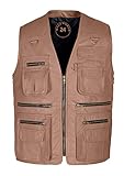 hoher Tragekomfort Braun Lederweste Jagd Angler Fischer Fotografen Outdoorweste Trucker LKW Weste weiches Nappaleder seitlich erweiterbar magsworld24