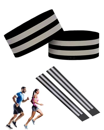 TPZORJX 2 Pièces Brassards Élastique Réfléchissants,Pince Pantalon Vélo,Dragonne Réglable Haute Visibilité,Bande Réflecteur de Sécurité avec Velcro...