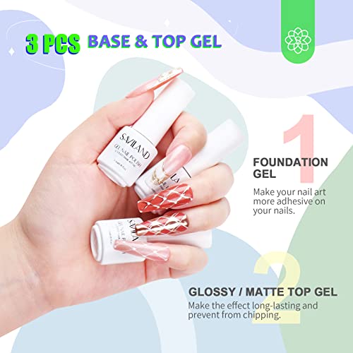 Saviland 33Pcs Jelly Gel Nail Polish Set, Sheer Red Pink White Nudes Gel Polish Translucent Colors U V Led Soak Off Nail Polish Kit Home Diy Manicure Nail Salon, Gifts For Women #TOP4