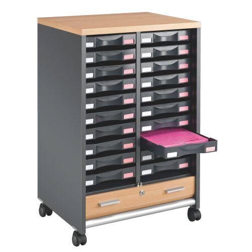 Générique Desserte Mobile Aluminium - Rideaux hêtre - 20 tiroirs Anthracite