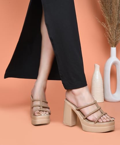 Image of JM LOOKS Modern Multi-Strap Platform Heeled Sandals with Sturdy Block Heel and Contemporary Square Toe Design
