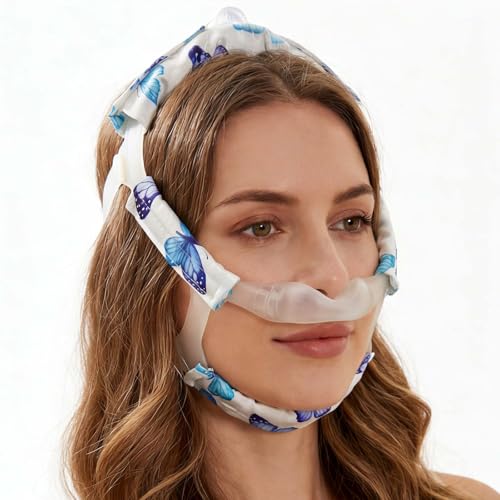 Image of 3 Pcs Satin Strap Covers, Silky Mask Frame Covers Pads Compatible with DreamWear or AirFit N30i /P30i Headgear Cover Set Hair Protector for Women Face Cushion for Reduce Red Marks (Butterfly)