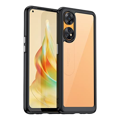 WBWONE Funda para OPPO Reno 8T 4G(Reno8 T), Carcasa Protectora Antigolpes TPU + Panel Trasero Acrílico Transparente Anti-Choques Resistente a los Arañazos (Nero)