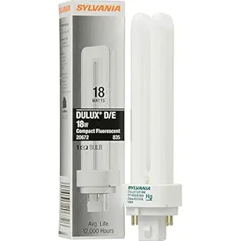Sylvania 10 Pack 20672 CF18DD/E/835/ECO 18-Watt 3500K 4-Pin Double Tube Compact Fluorescent Lamp, White