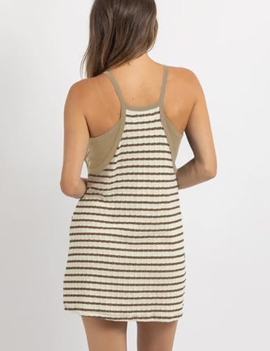 Image of Womens Athletic Sundress with Built-in Shorts Golf Tennis Romper | Sleeveless Mini Spaghetti Strap dress Functional side pockets tummy-friendly fit casual beach vacation