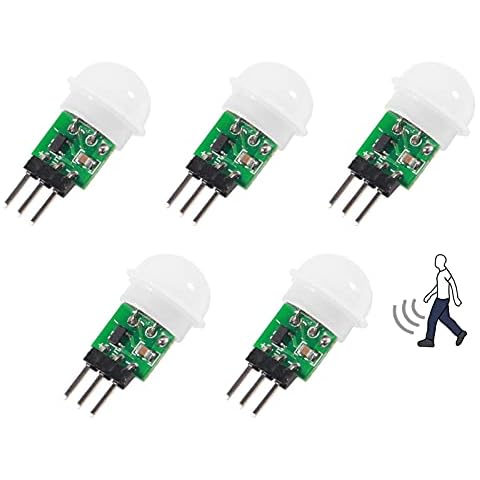 ALAMSCN 5PCS PIR Human Sensor Module DC 2.7 to 12V Pyroelectric Infrared PIR Motion Sensor Detector Modules Cover