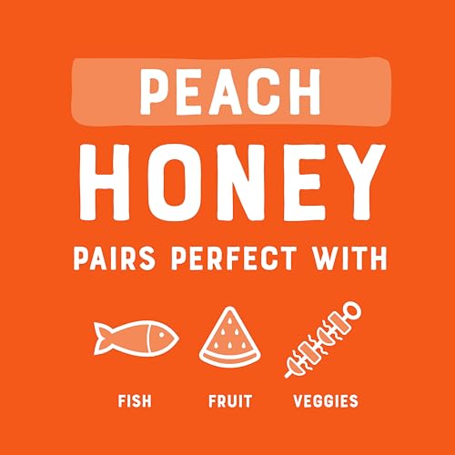 Image of Nate's Peach Honey for Grilling - Made with 100% Pure Honey and Peach - 12 oz Squeeze Bottle - For Grilling Fish, Fruit & Veggies - Gluten Free - Only Natural Ingredients