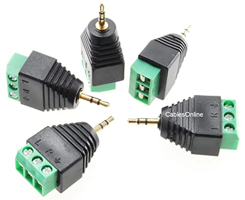 CablesOnline 5-Pack 2.5mm Stereo TRS Macho a Terminal AV miniatura 1