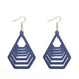 Tipo de artículo: pendientes DFDLNL Pendientes para Mujer Aros Pendientes Colgantes Triángulo Rojo Negro Amarillo Pendientes Colgantes de acrílico de Madera y plástico para Fiesta de Mujer   Azul
