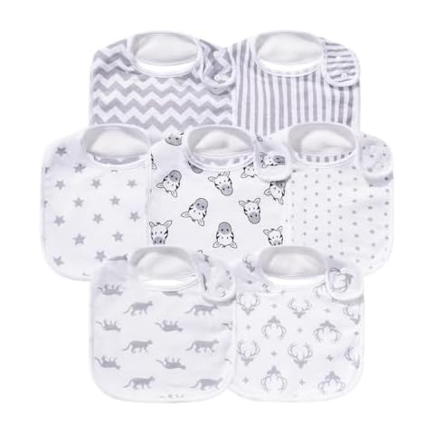 Gelisite 7 Pack Baby Cotton Absorbent Bibs for Drooling Teething Cover