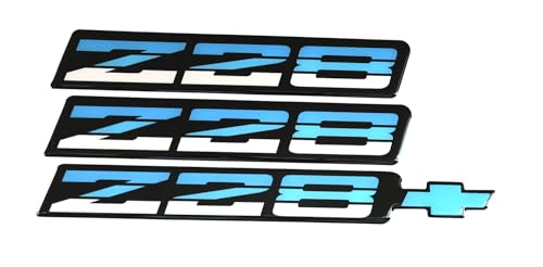 Image of Set New Z28 Rocker Panel & Rear Bumper Emblem Replacement for 82-92 Camaro 9192Z28 (Blue)