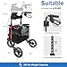 WALK MATE 3 Wheel Rollator Walker with Seat for Slim Seniors, Padded Backrest Lightweight Foldable Walker Ideal for Elderly, 8 Inch Tri-Wheel Modern Mobility Walking Aid Aluminum, Red
