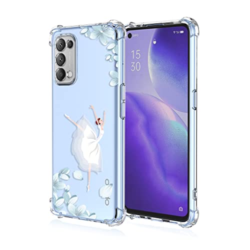SEAHAI Case for OPPO Reno 4 Pro (Reno4 Pro 5G), Ultra Thin Soft Silicone Clear Back TPU Bumper Shockproof Cover Fashion Cute Graphic Colorful Skin Slim Case - Dance to tune