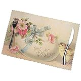 ZCHW Tapete de Mesa Best Easter Wishes Juego de manteles Individuales de impresión de 4 poliéster Resistente a Altas temperaturas 30X45CM