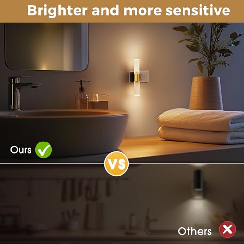 Image of L LOHAS LED Night Light, 2 Pack Night Lights Plug into Wall, 3000K Soft White, 0-100LM Adjustable Brightness, 180 Rotating Plug in Night Light with Auto Light Sensor (Matte White)
