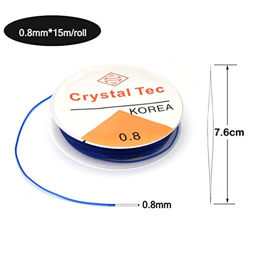 SEVENWELL 0.8mm Elastic Stretch Crystal String Cord with Beading Needle for Bracelet Necklace Beading Jewelry Making (15m/Color, 12 Roll) - Thumbnail 6