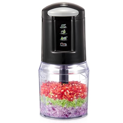 Mini Hachoir Électrique 500ml, 300W avec 4 Lames Inox & 2 Vitesses, Robot de Cuisine Compact pour Viande, Légumes, Noix, Sauces & Purées de Bébé