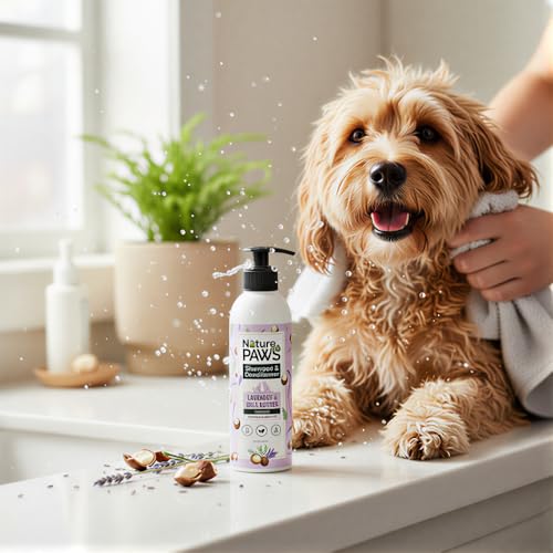 Image of Regular Range Pet Shampoo & Conditioner with Lavender & Shea Butter Nourishing Care for Dogs & Cats (Anti-Odour, Calming, Refreshing) (1000 ml)