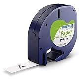 Papel de color blanco ACABADO Compatible Con Dymo 91200 Letratag Etiqueta Casete Papel Blanco 12mm X 4m - Por Refresh Cartridges