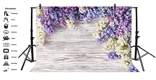 Fondo fotográfico de tablones de madera 7x5ft lilas miniatura 3