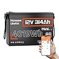 HumsiENK 12V 314Ah (300Ah) LiFePO4 Lithium Battery with Bluetooth – 4.19kWh Energy, 100A BMS, 15000+ Cycles, Low-Temp Protection – for RV, Marine, Solar, Off-Grid, Home Backup (Compact & Lightweight)