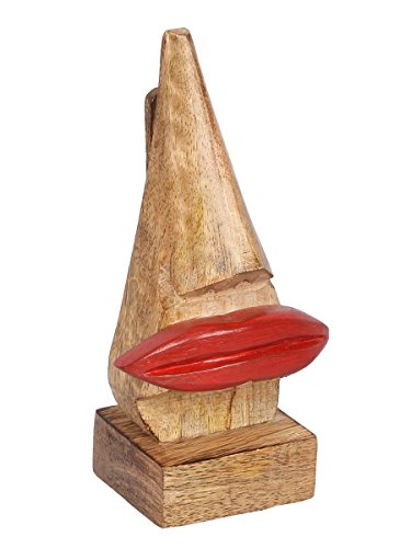 Image of Craftland Wood Nose Red Lips Shaped Eyeglass Holder Stand, 2.3 x 2.3 x 6 Inches, Brown