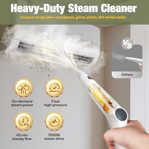 Steam mop attachment and cleaning in action with heavy-duty steam cleaner