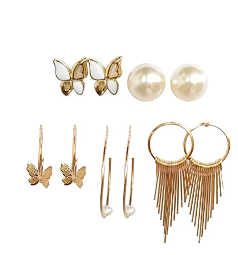 Image of ANNACREATIONS Stylish combo of pearl stud hoop earrings set for Women Girls