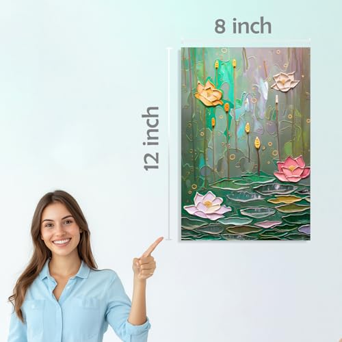 Image of SiddArtify Palette Knife Floral Art Prints Set - Teal Pink and Gold - 300GSM Board - 8x12 Inch - Pack of 6 Wall Room Decoration art Poster Prints
