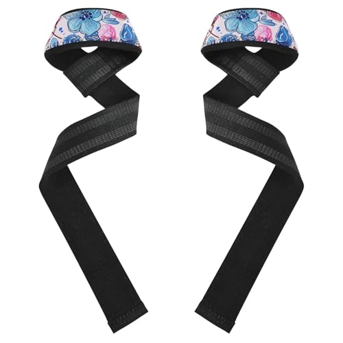 Nander Beautiful Colorful Flowers Wrist Straps for Weightlifting,Lifting Straps with Neoprene Cushioned Wrist Padded and Anti-Skid Silicone for Strength Training,Bodybuilding,Deadlifting