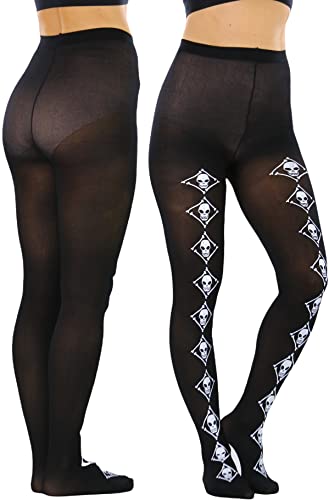 Image of ToBeInStyle Women's Skull Crossbones Skeleton Pirate Symbol Hosiery Tights & Thigh High Stockings
